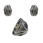 Комплект "Ивети" султанит покрытие под бронзу, размеры кольца: 17, 18, 19, 20