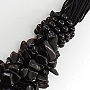 Ожерелье агат черный "Амазонка", галька, короткое 47см