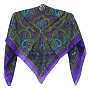 Платок шёлк с рисунком фиолетовый с синим