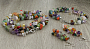 Комплект Бусы, браслет и серьги из камней самоцветов "Летний день", галька, короткие 48см